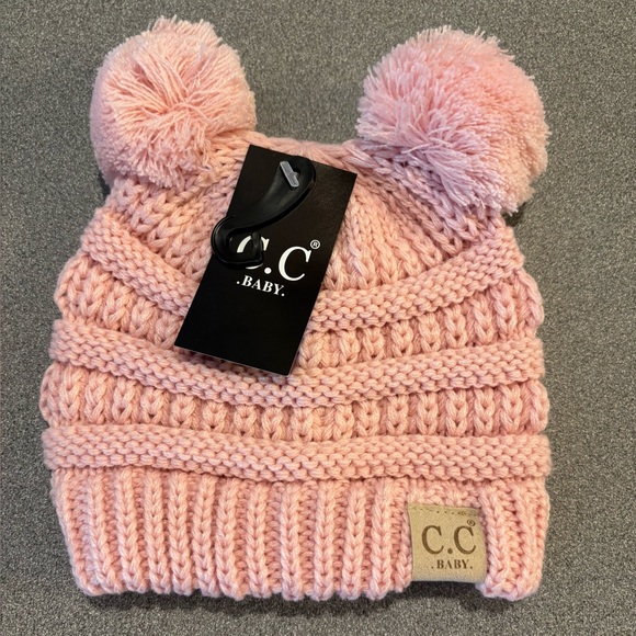 C.C Other - C.C Baby Indi Pink Double
Pom Beanie-NWT.‎ Knit Winter, warm